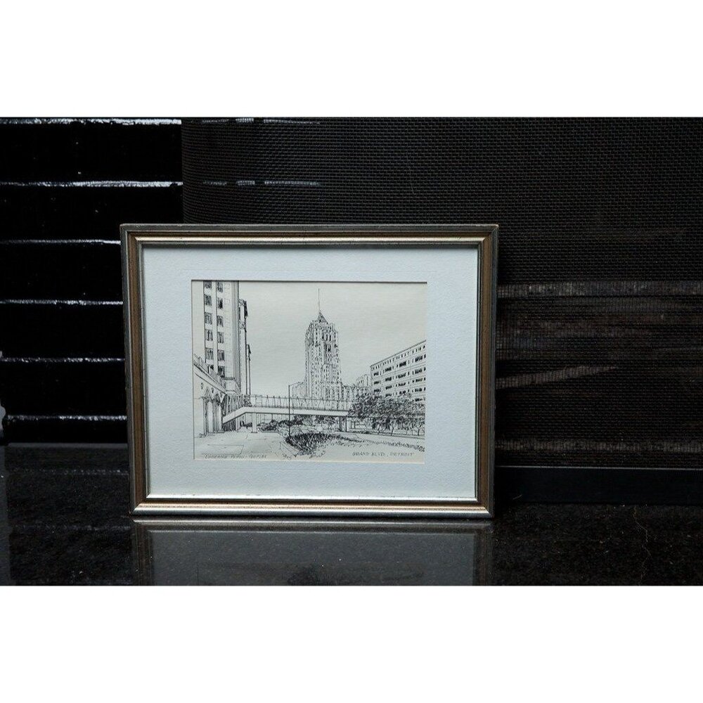 Vtg Constance Powell Teeples Detroit Artist "Grand Blvd" Detroit Fisher Building